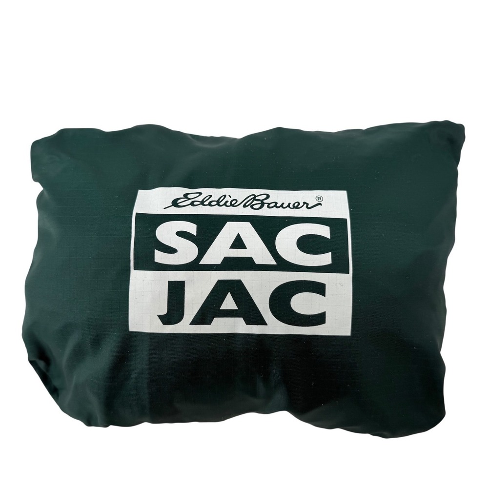 Eddie‎ Bauer Sac Jac Men's Green Nylon Hooded Windbreaker Jacket XL Packable